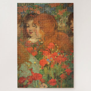 Puzzle Filles avec des pavots rouges (par George Henry)