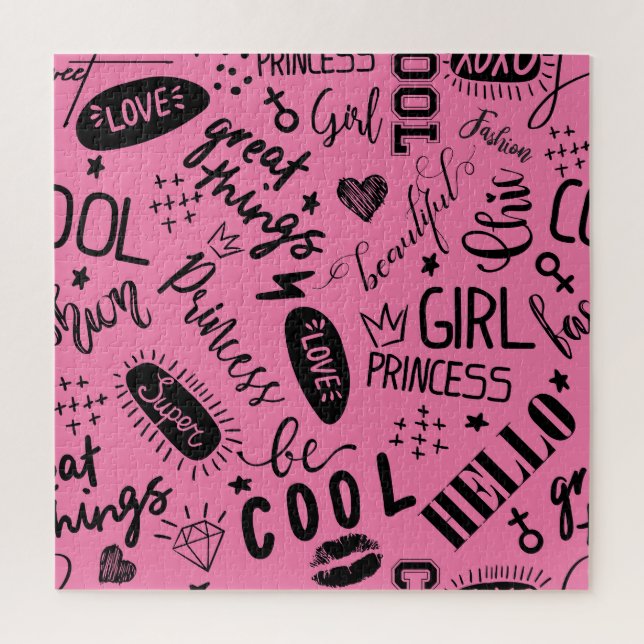 Puzzle Filles Calligraphic : Motif de mode sans couture (Vertical)