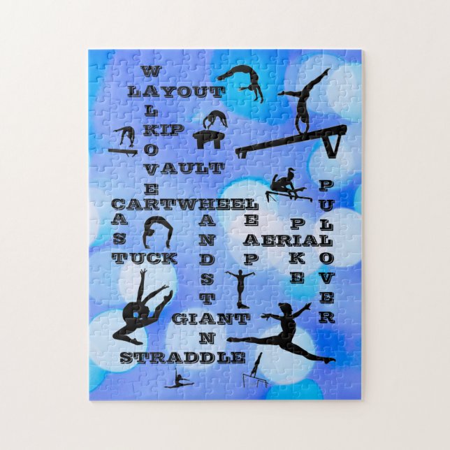 Puzzle Filles Gymnastique Compétences Mots-croisés Bleu (Vertical)