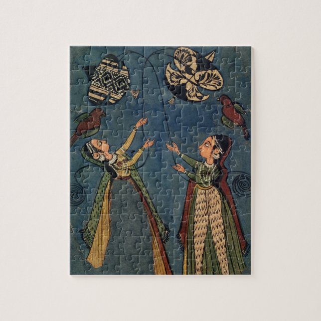 Puzzle Filles pilotant des cerfs-volants, peinture (Vertical)