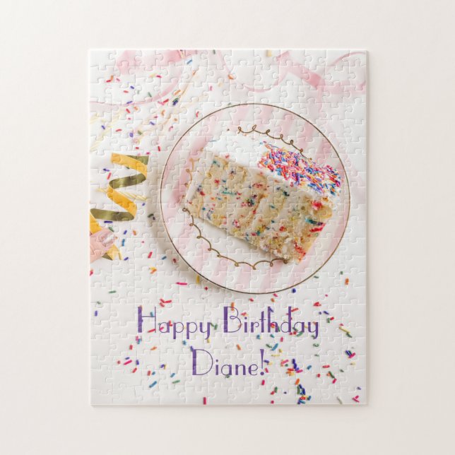 Puzzle Filles Sparkly Saupoudrer blanc gâteau d'anniversa (Vertical)