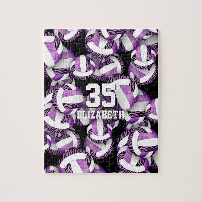 Puzzle Filles violet avec zèbre rayures volleyballs (Vertical)