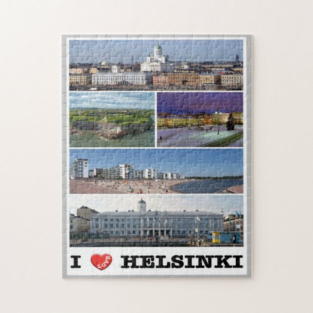 Puzzle Finlande - Helsinki - Helsingfors - I Love - (Vertical)