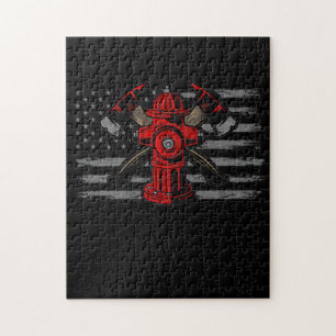 Puzzle Firefighter American Flag Axe