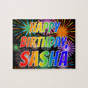 Puzzle First Name "SASHA", Fun "HAPPY BIRTHDAY"