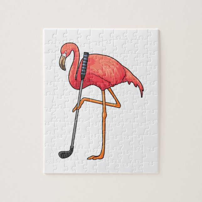 Puzzle Flamant rose à Golf avec Golf Club (Vertical)