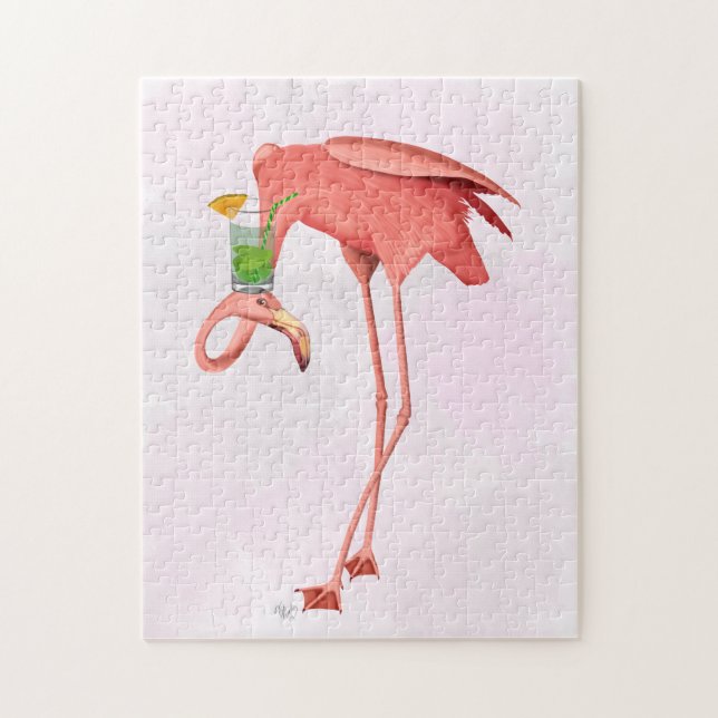 Puzzle Flamant rose avec Cocktail (Vertical)