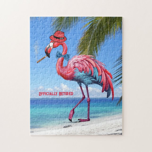 Puzzle Flamant rose officiellement à la retraite Tropical (Vertical)