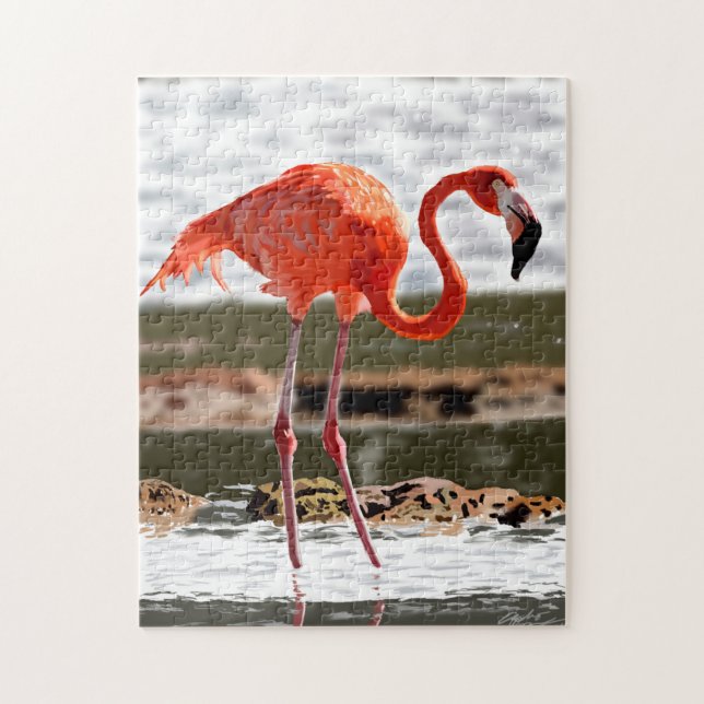 Puzzle Flamant rose reposant (Vertical)