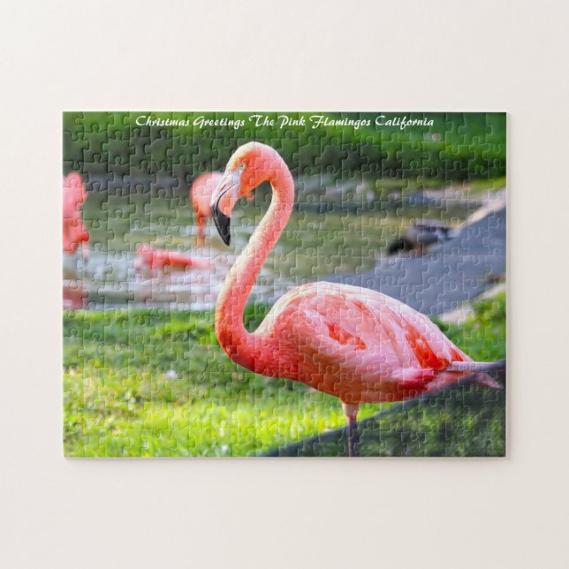Puzzle Flamant rose rose Californie.voeux de Noël (Horizontal)