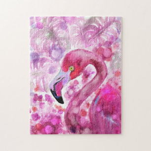 Puzzle Flamant rose rose en monde rose - Belle terre rose
