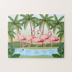 Puzzle Flamants roses colorés