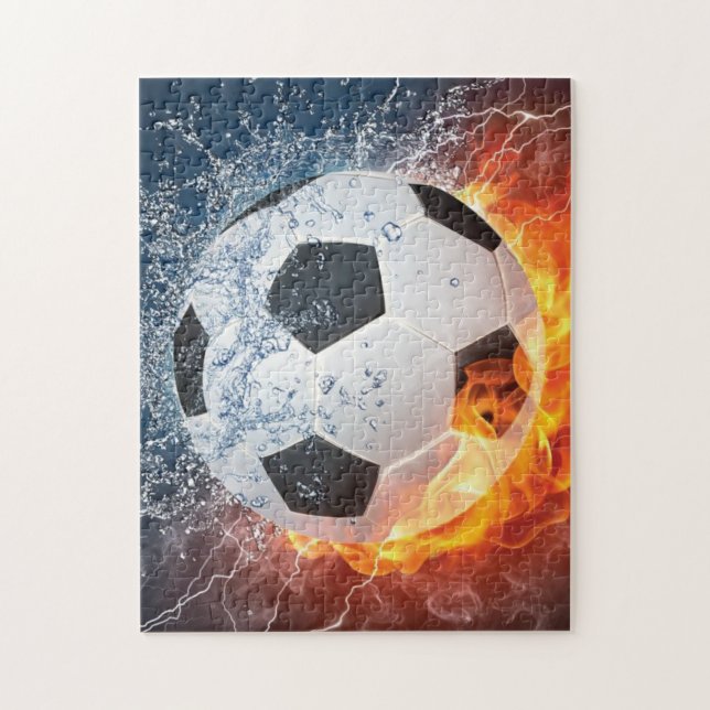 Puzzle Flamme Football/Balle de Football Jeu d'oreiller (Vertical)