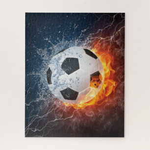 Puzzle Flamme Football/Balle de Football Jeu d'oreiller
