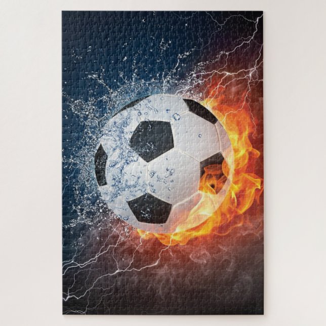 Puzzle Flamme Football/Balle de Football Jeu d'oreiller (Vertical)