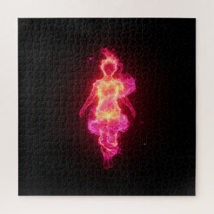 Puzzle Flamme rose et blanc Esprit féminin dans l'univers
