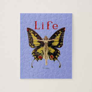 Puzzle Flapper Butterfly Flying Woman Illustration