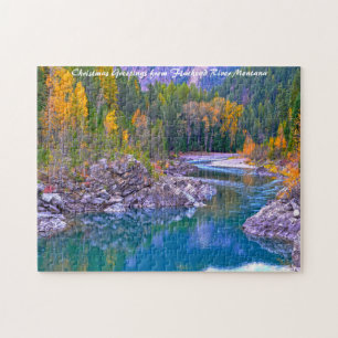 Puzzle Flathead River Montana. Christmas Greetings