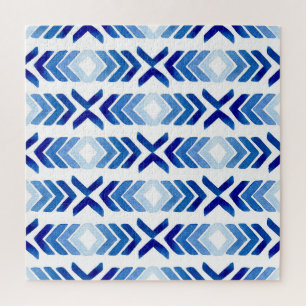 Puzzle Flèches bleu Rhombus Motif aquarelle