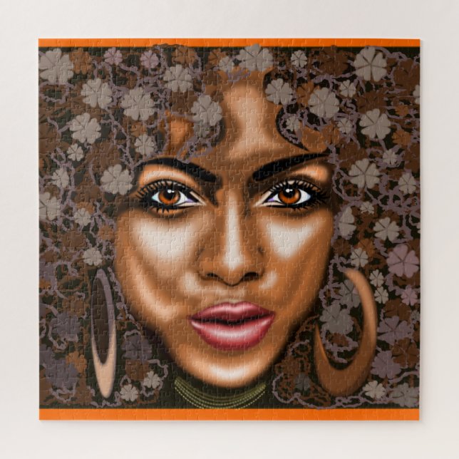 Puzzle Fleur africaine - Jolie femme - Art - (Vertical)