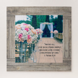 Puzzle Fleur Bouquet Amour et Mariage Aisle Bible Verse