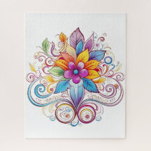 Fleur dans un arc-en-ciel de couleurs Jigsaw Puzzl