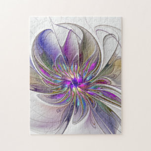 Puzzle Fleur d'art fractal abstrait énergique et coloré