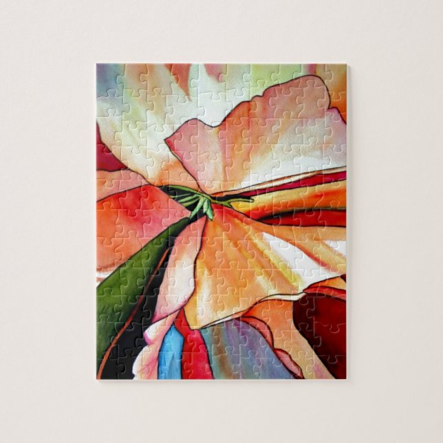 Puzzle Fleur de bégonia arc-en-ciel aquarelle art origina (Vertical)