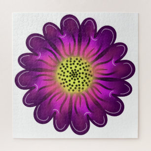 Puzzle Fleur de Dahlia Violet Rose Néon Lumineux Personna