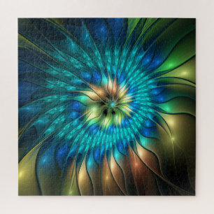 Puzzle Fleur de fantaisie lumineuse, fractale abstraite c