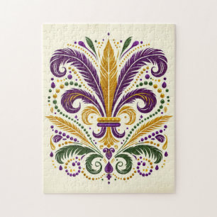 Puzzle Fleur de lis jaune et vert violet