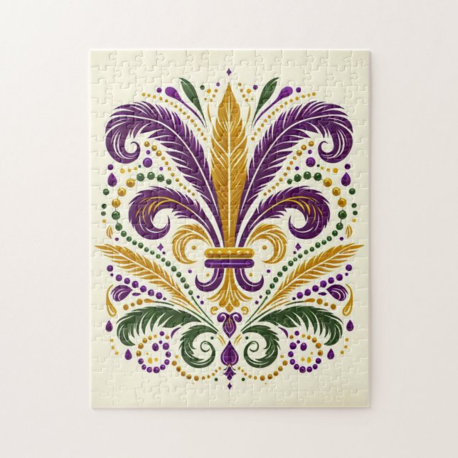 Puzzle Fleur de lis jaune et vert violet (Vertical)