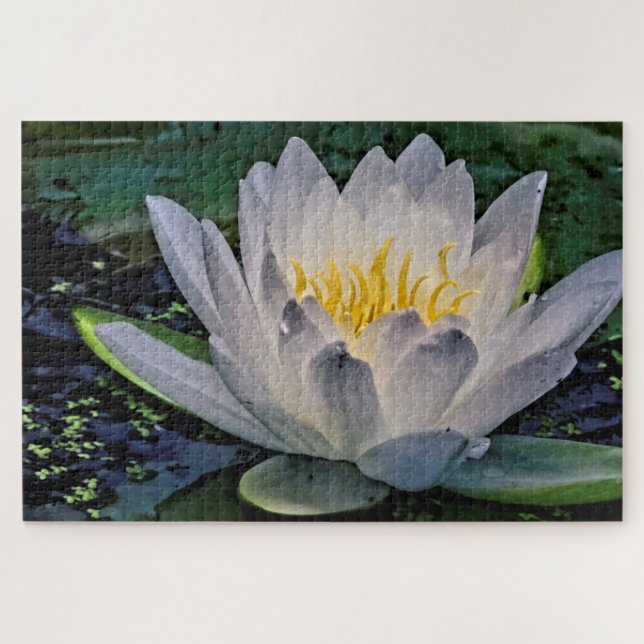 Puzzle Fleur de Lotus blanc brillant (Horizontal)
