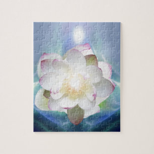 Puzzle Fleur de lotus blanc dans le cristal bleu
