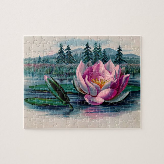 Puzzle Fleur de Lotus rose vintage (Horizontal)