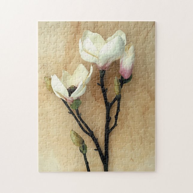 Puzzle Fleur de Magnolia sur Parchemin Photographie moder (Vertical)