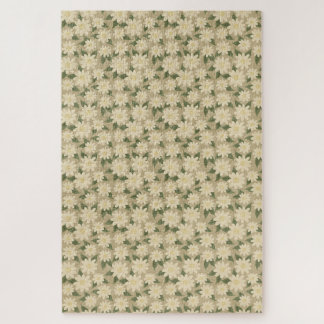 Puzzle Fleur de marguerite vintage en vert sauge et crème