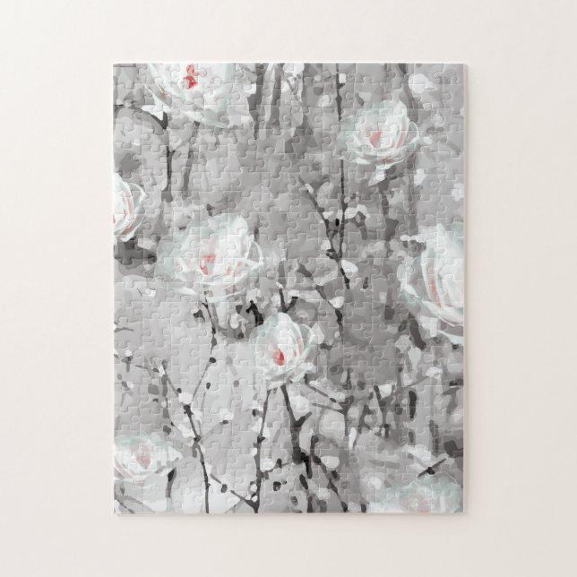 Puzzle Fleur de neige Abstraite noire et blanche (Vertical)