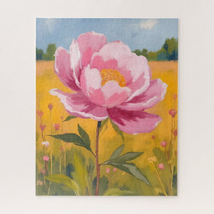 Puzzle Fleur de pivoine Aquarelle de champ de fleurs ro