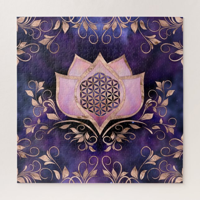 Puzzle Fleur de vie en lotus rose ornement (Vertical)