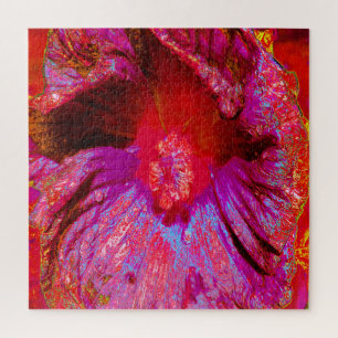 Puzzle Fleur d'Hibiscus rouge rétro Trippy psychédélique