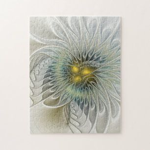 Puzzle Fleur Fantastique Argent Doré Abstrait Art Fractal