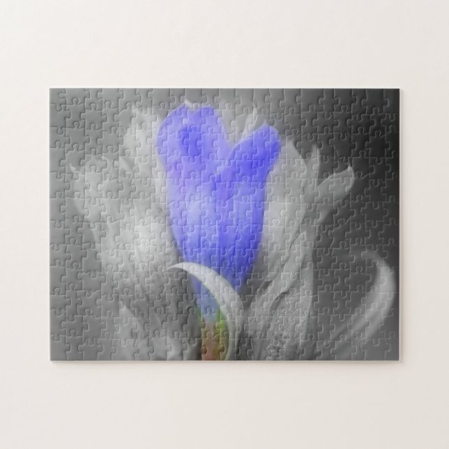 Puzzle Fleur Gentienne Bleue De Nature Noire Et Blanche (Horizontal)