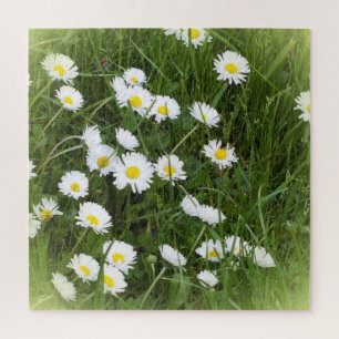 Puzzle fleur grande brillante devant un fond vert