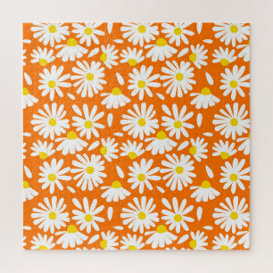 Puzzle Fleur marguerite rétro : orange vintage.
