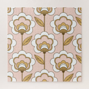 Puzzle Fleur rétro : motif vintage sans soudure.