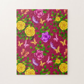 Puzzle Fleur Rose Élégante Jaune, Rose Et Violet