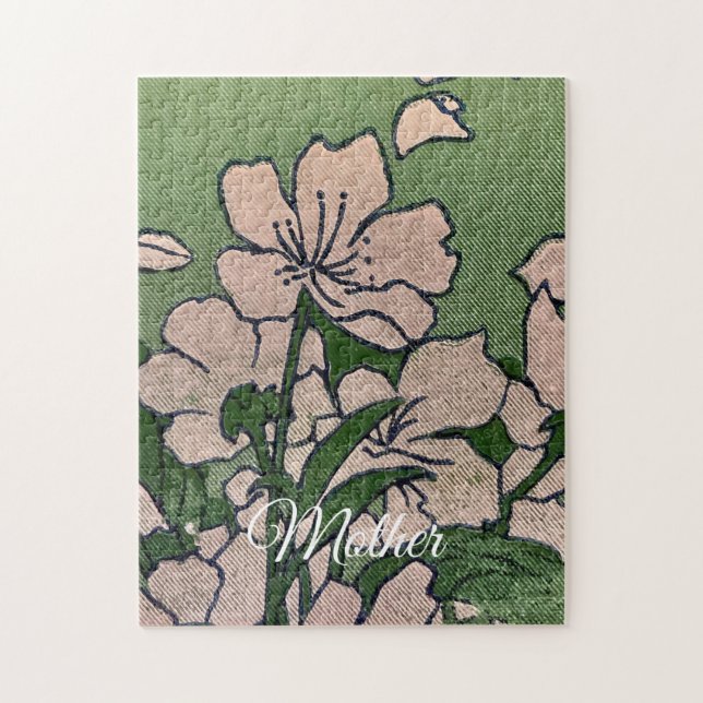 Puzzle Fleur Rose Verte (Vertical)