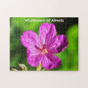 Puzzle Fleur sauvage rose vif en fleurs vert Gris