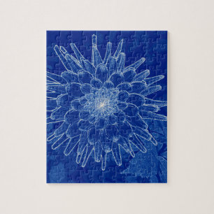 Puzzle fleur sur bleu
